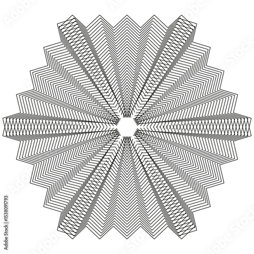Star shaped pattern. Geometric vector design. Radial symmetrical form. Abstract decorative element.