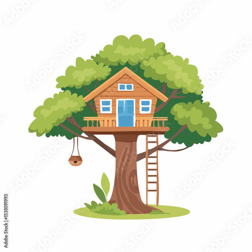 Charming Treehouse Illustration A Cozy Abode in the Branches