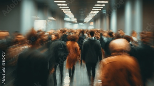 blurry image of many people in an office. High quality