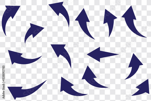 Black arrows set. Curved arrows. Arrow sign. 