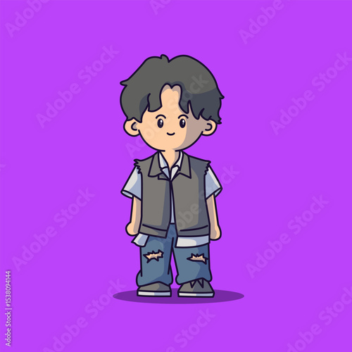 Cute boyband chibi characters with some fashionable clothes