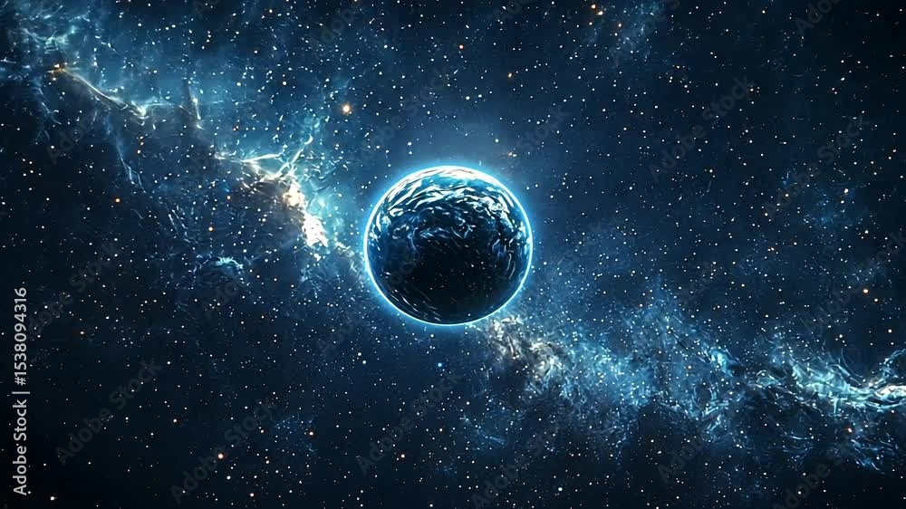 Planet in a deep space nebula