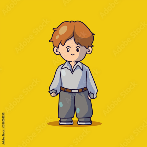 Cute boyband chibi characters with some fashionable clothes