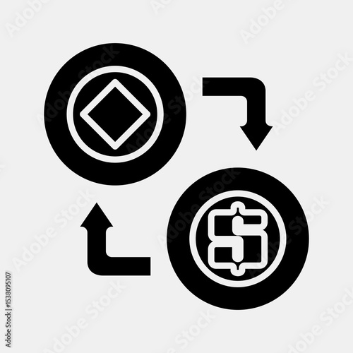 Icon arbitrage. Crypto currency elements. Icon in glyph style.