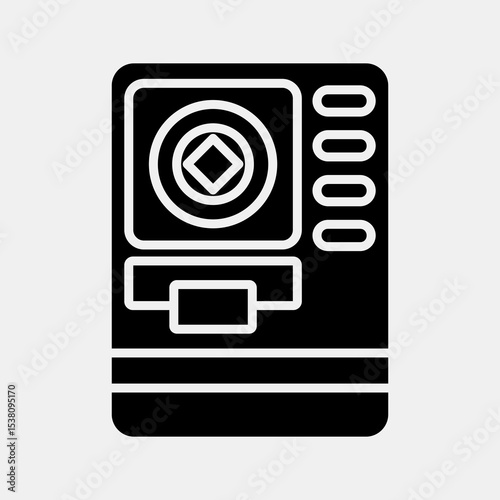 Icon atm crypto. Crypto currency elements. Icon in glyph style.