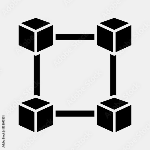 Icon block chain. Crypto currency elements. Icon in glyph style.