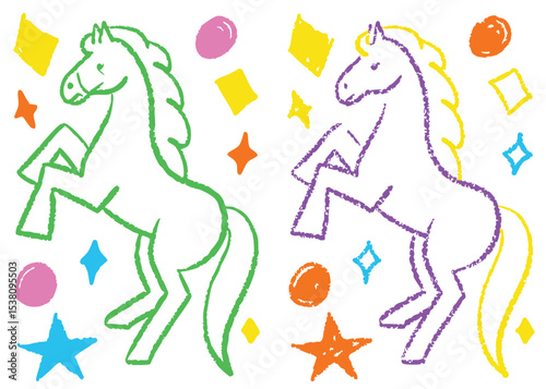 Cartoon vector illustration of a running horse with a girl, ideal for equestrian or farm animal designs