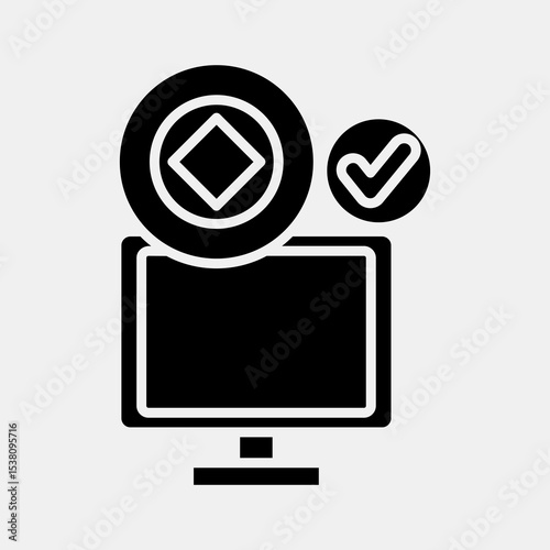 Icon crypto accepted. Crypto currency elements. Icon in glyph style.