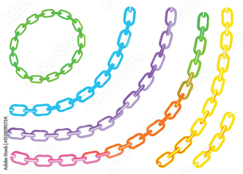 A strong, shiny 3D render of a single metal chain link on white, symbolizing security and connection