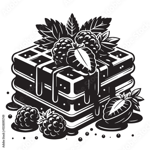 Black Waffles Silhouette Vector, High Quality Illustration on White Background