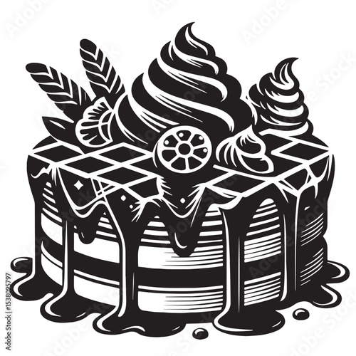 Black Waffles Silhouette Vector, High Quality Illustration on White Background
