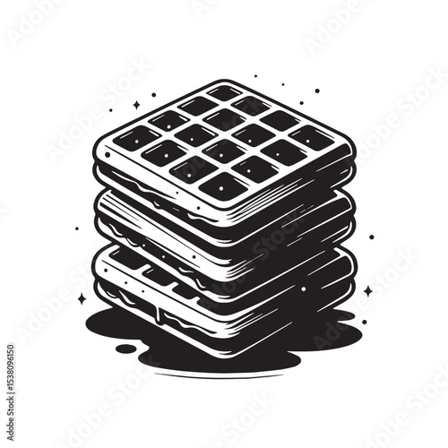 Black Waffles Silhouette Vector, High Quality Illustration on White Background
