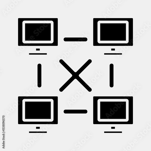 Icon peer to peer. Crypto currency elements. Icon in glyph style.