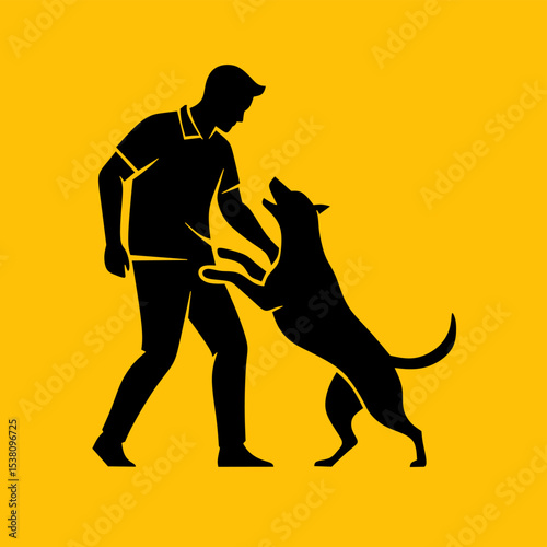 man playing with his dog logo design