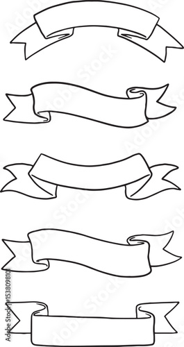 Hand-drawn ribbon banners and scrolls, perfect for adding a touch of vintage charm or decorative flair to your designs. Ideal for labels, titles, headers, and more.