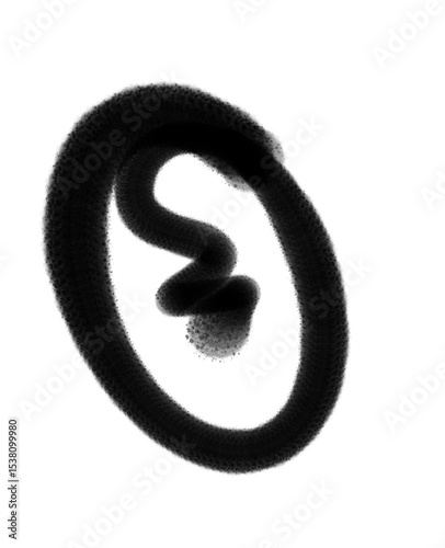 textured alphabet font letter O isolated in black