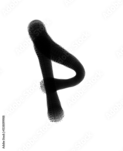 textured alphabet font letter P isolated in black