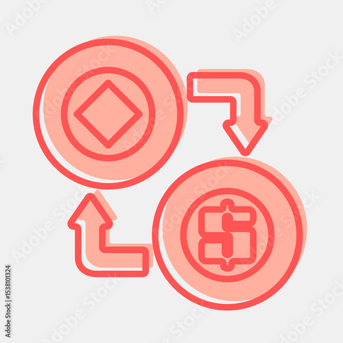 Icon arbitrage. Crypto currency elements. Icon in two tone style.