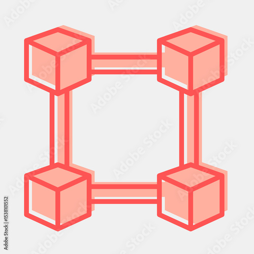 Icon block chain. Crypto currency elements. Icon in two tone style.