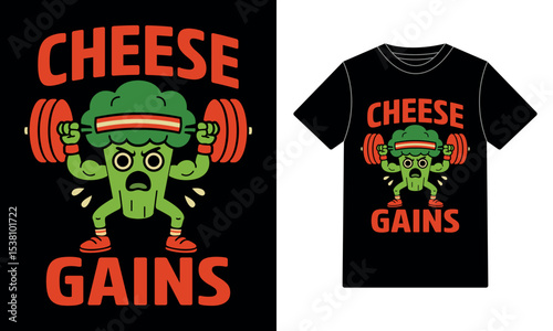 Cheese Gains Gym Broccoli Tee