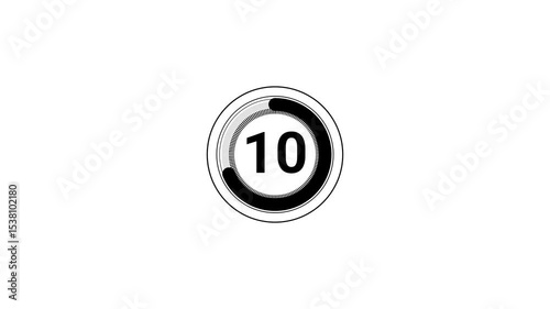Countdown timer from 15 to 0 seconds real time. Modern flat design of countdown animation isolated on transparent background with alpha channel 15 Seconds. 15 second countdown timer chroma screens