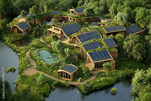 A self-sustaining eco-village powered entirely by solar, wind, and hydro energy