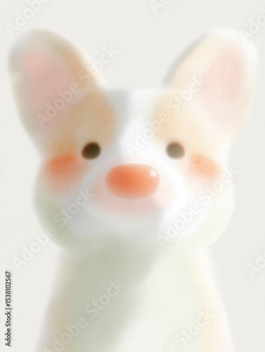 Adorable Corgi Puppy Character Illustration with Soft Texture and Happy Expression