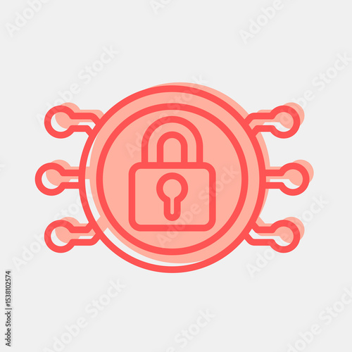 Icon encryption. Crypto currency elements. Icon in two tone style.