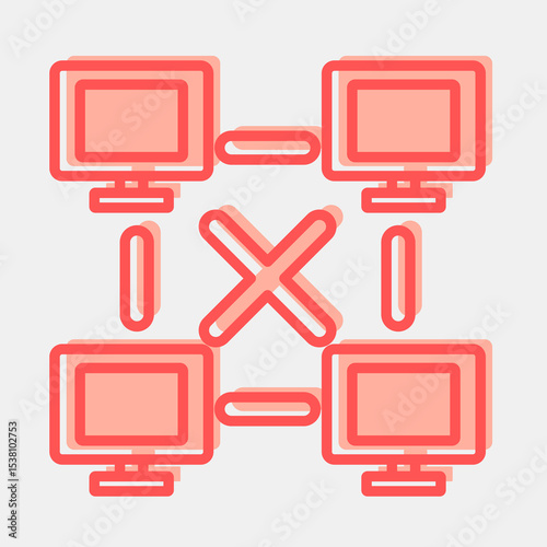 Icon peer to peer. Crypto currency elements. Icon in two tone style.