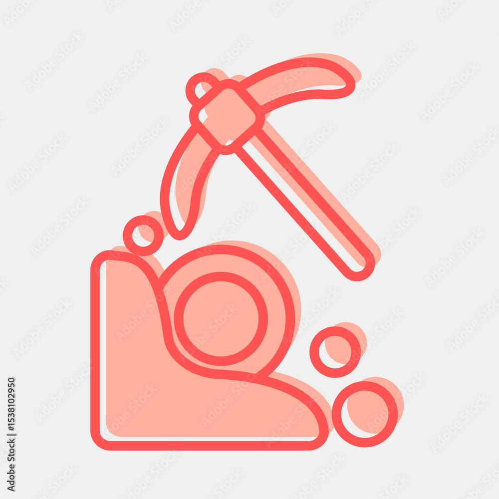 Icon mining. Crypto currency elements. Icon in two tone style.