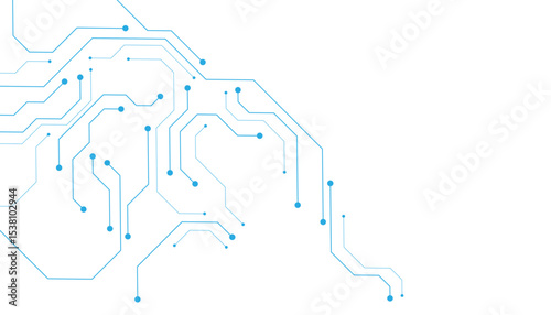 Technology blue circuit diagram on white background. High-tech circuit board connection system.Vector abstract technology on white background.