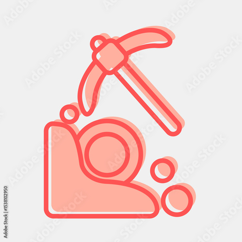 Icon mining. Crypto currency elements. Icon in two tone style.