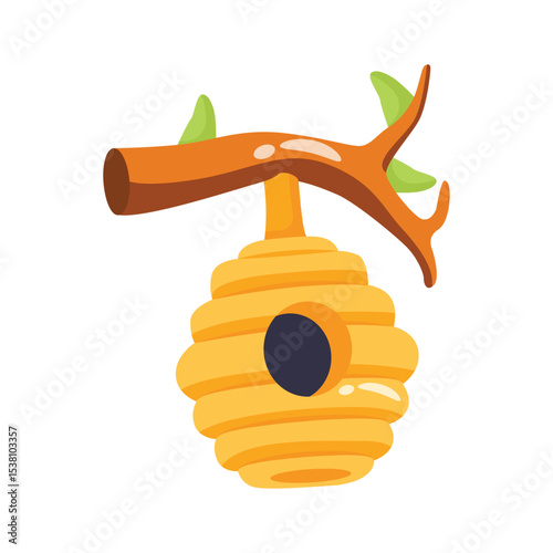 A trendy 2d icon featuring hanging beehive design
