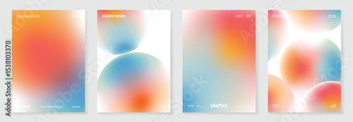 Modern gradient liquid glass poster background vector set.Cover template with perspective geometric prism shape. Ideal design for social media, cover, banner, wallpaper.