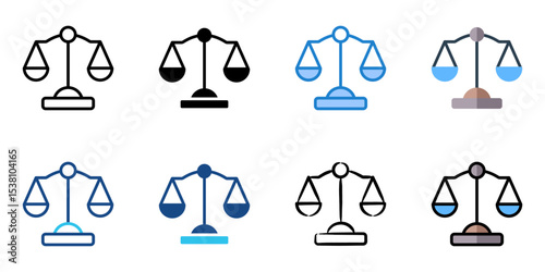 Justice scale icon set multiple style collection 