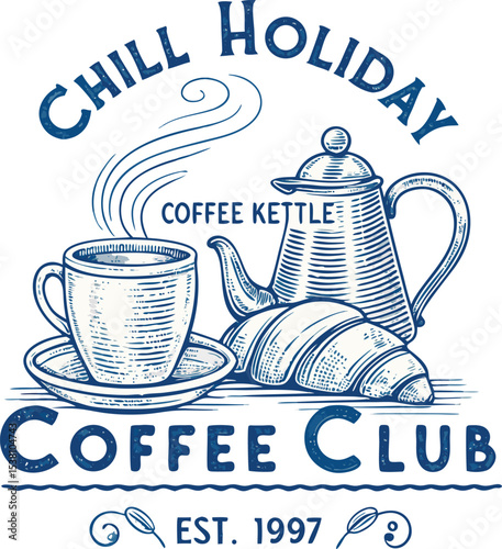 Retro Coffee Typography with Motivational Slogan and Hand-Drawn Cup Illustration
