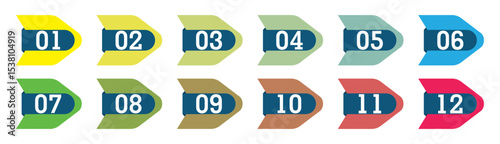 Numbers bullet points from one to twelve vector element.