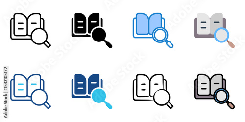 Research icon set multiple style collection 