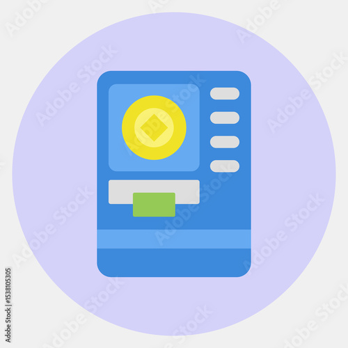 Icon atm crypto. Crypto currency elements. Icon in color mate style.