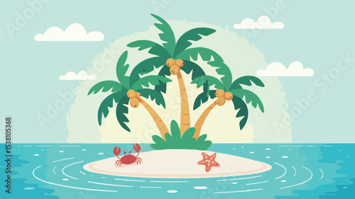 tropical island with palm tree