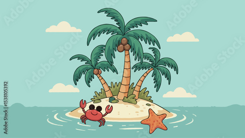 tropical island with palm trees