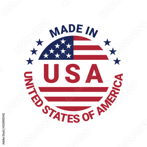 made in usa circle logo vector design with united states flag 