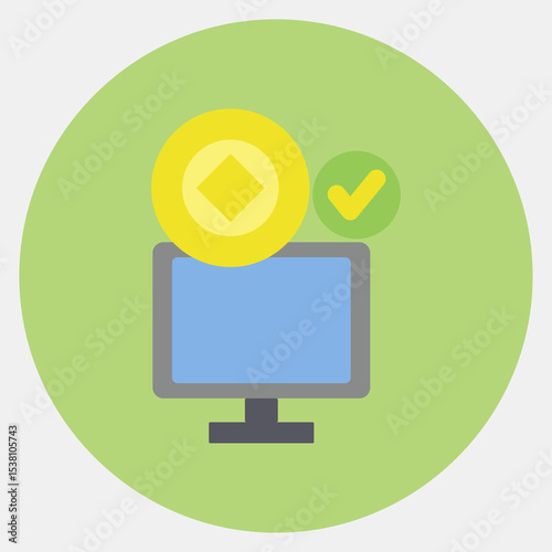 Icon crypto accepted. Crypto currency elements. Icon in color mate style.