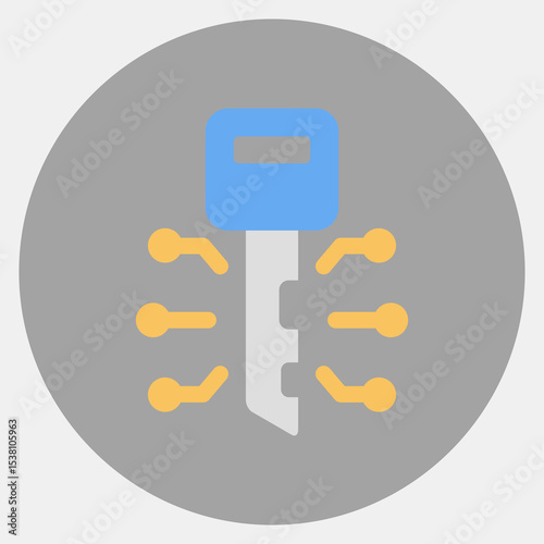Icon digital key. Crypto currency elements. Icon in color mate style.