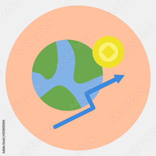 Icon economic freedom. Crypto currency elements. Icon in color mate style.
