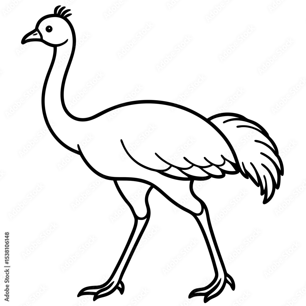 Tall Emu Bird Taking a Large Step – Minimalist Line Art Vector Tall Emu Bird Taking a Large Step – Minimalist Line Art Vector