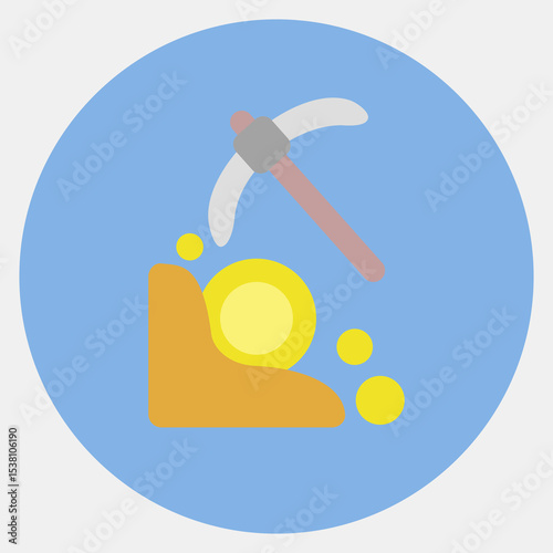 Icon mining. Crypto currency elements. Icon in color mate style.