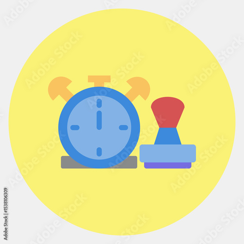 Icon time stamp. Crypto currency elements. Icon in color mate style.