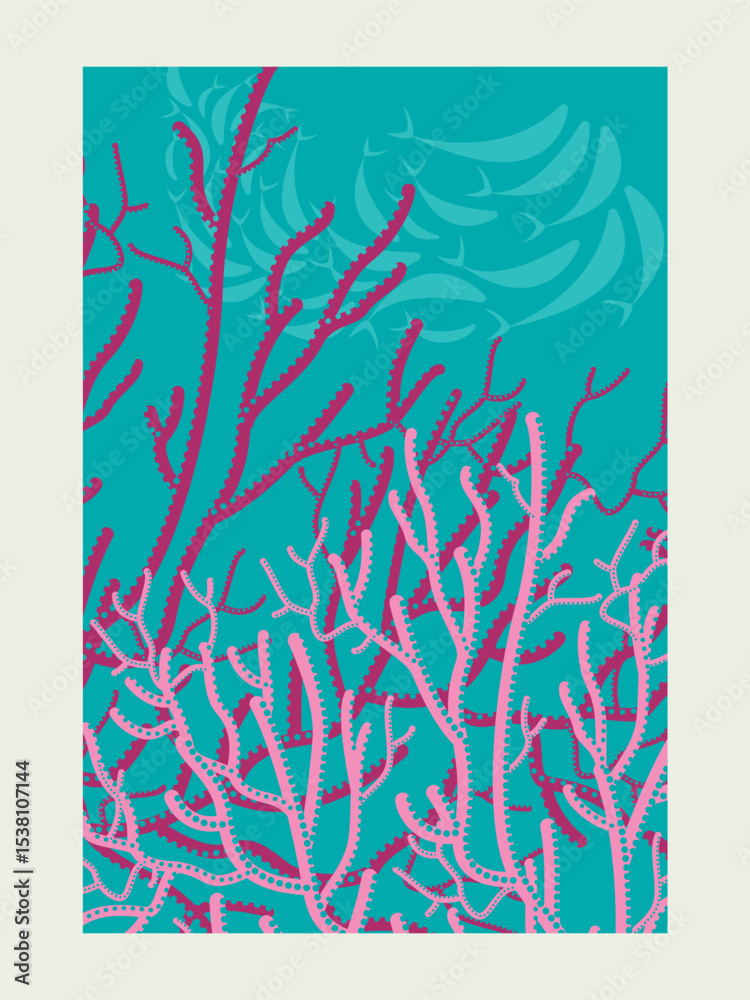 illustration vectorielle fonds abysse, année de l'océan, corail et poissons, marin, mer, océan, flore, faune, poster, affiche, élément de base pour illustrer un évènement, réseaux sociaux, magazine