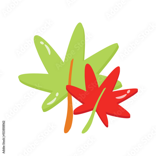 A 2d style icon showing crisp autumn leaves